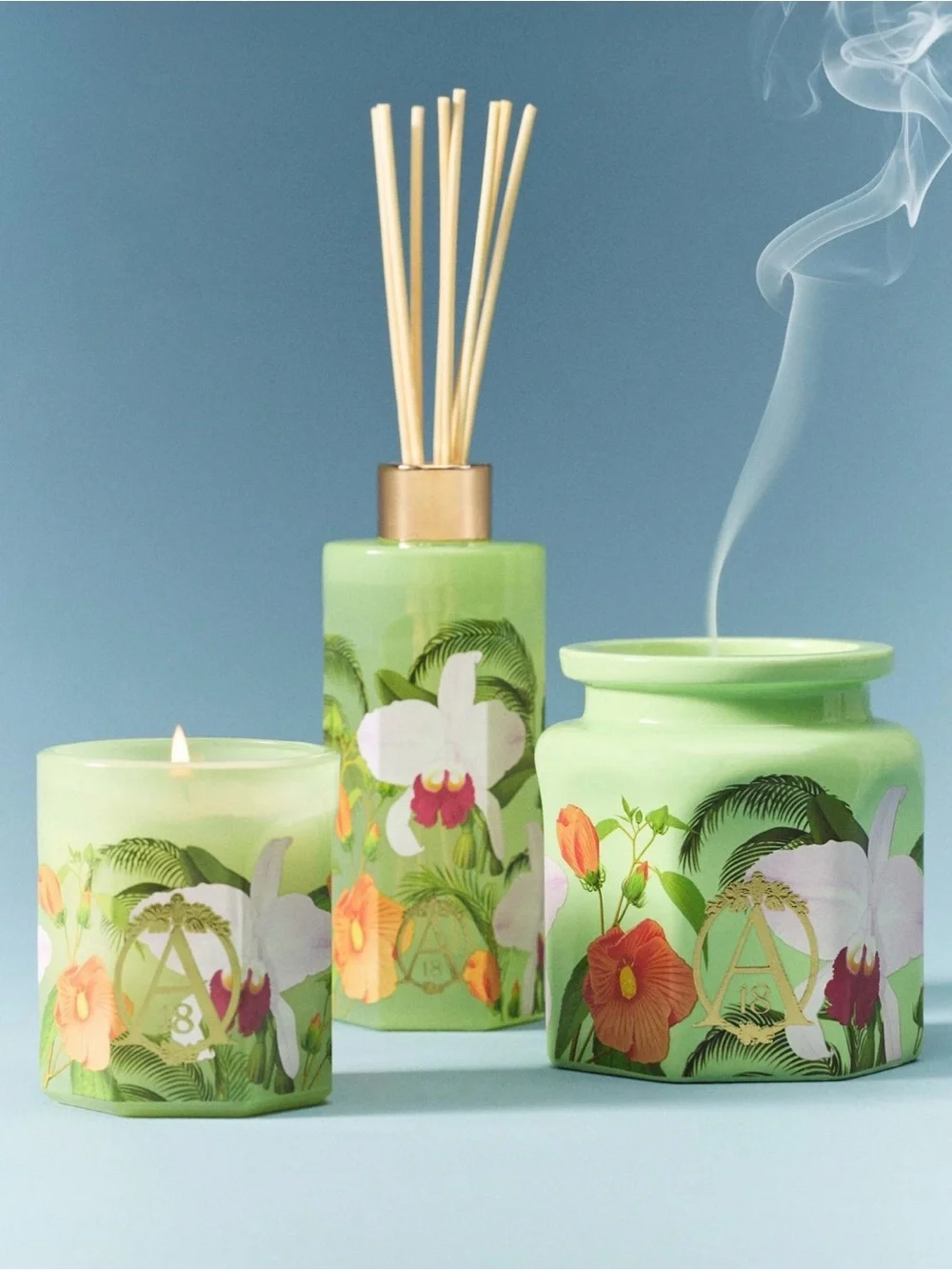 Anthropologie Orchid & Amber Ceramic Candle